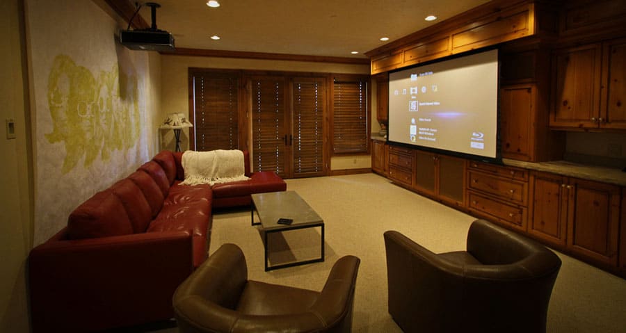 Projector in a Home Theater Living Room