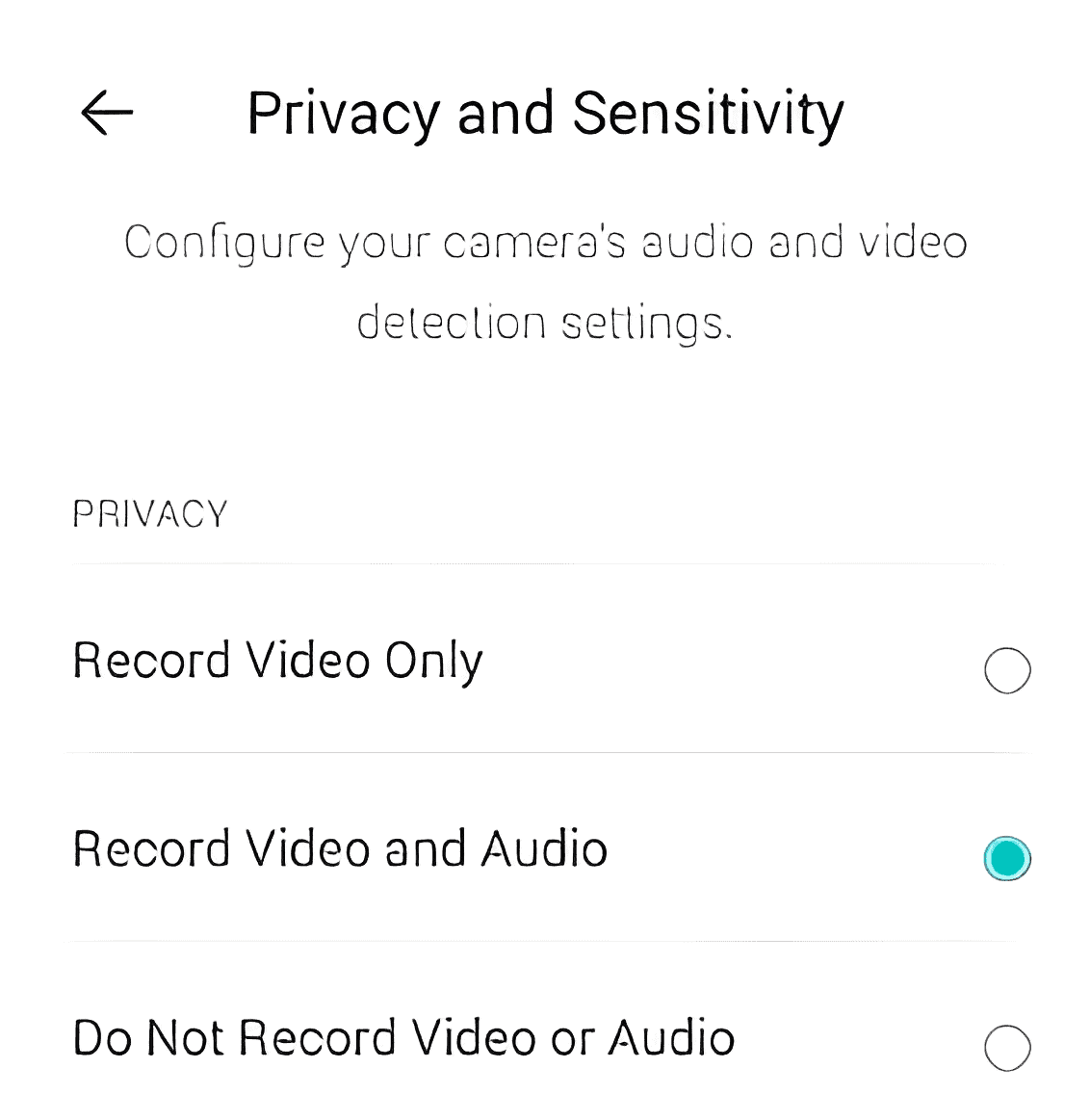 Record Video and Audio option under privacy and senstivity