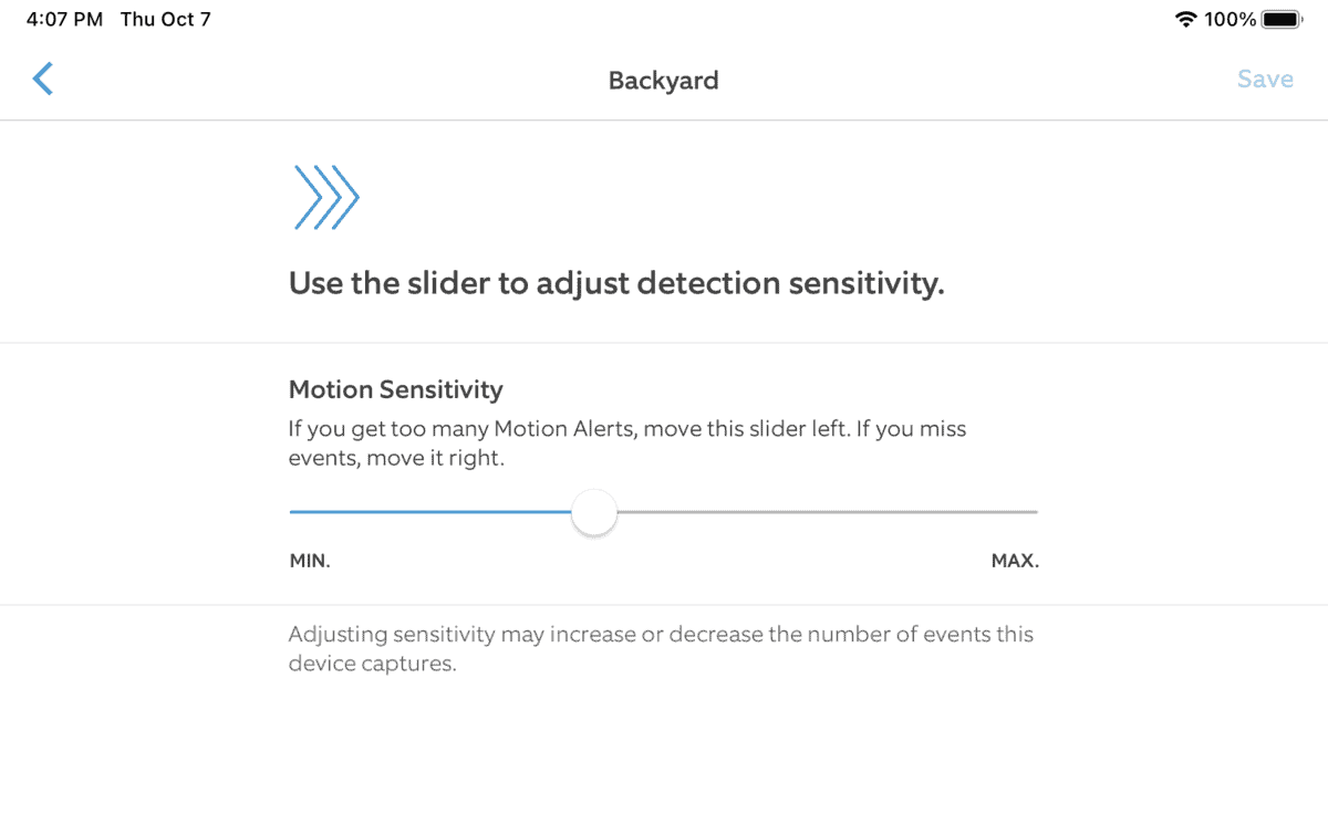 Ring Motion Sensitivity