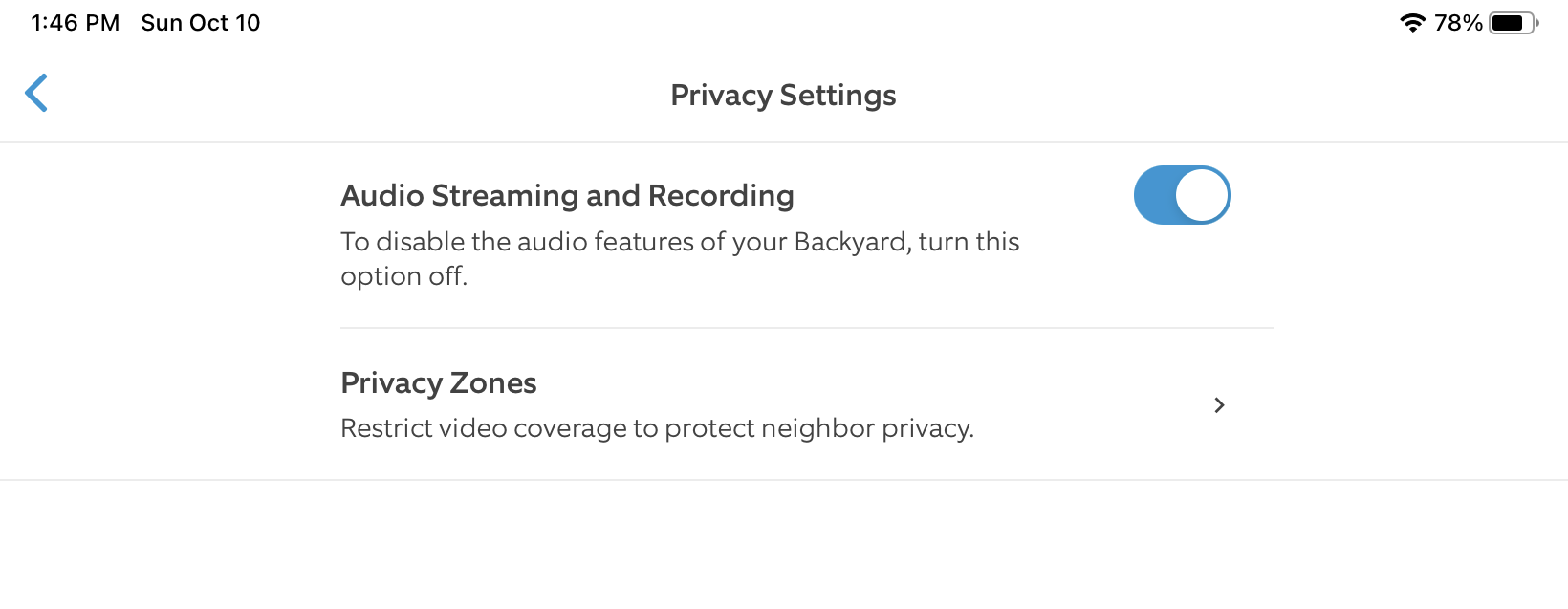 Ring Privacy Audio Disabling Feature