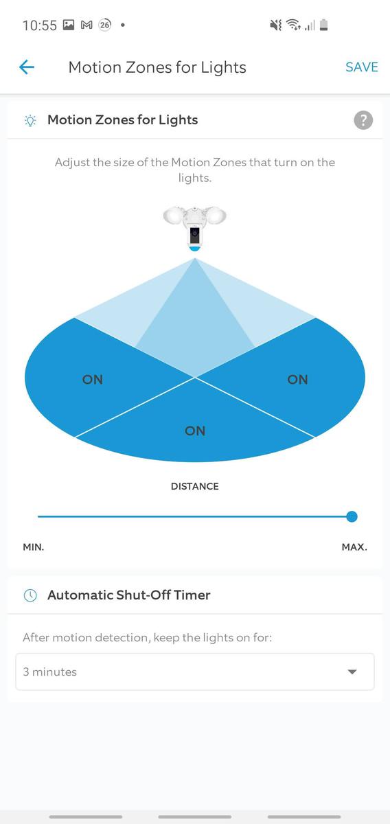 Ring app - floodlight cam's motion zones for lighting options