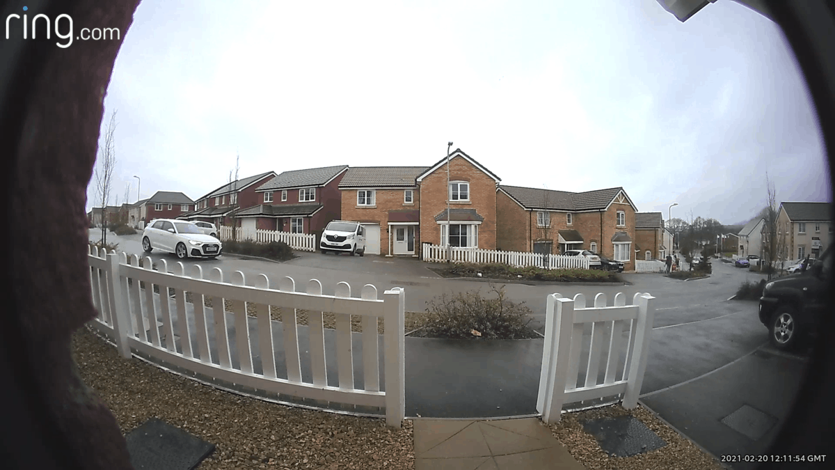 Ring doorbell footage of a car during the daytime