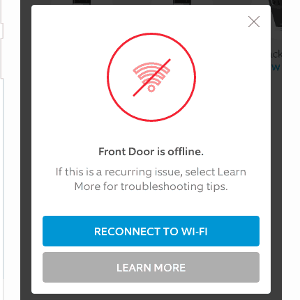 Ring doorbell wifi error on app