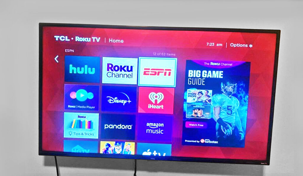 Roku TV on wall