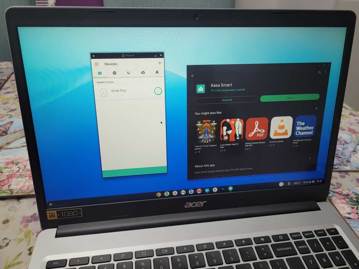 Running the Kasa Smart Android app on an Acer Chromebook