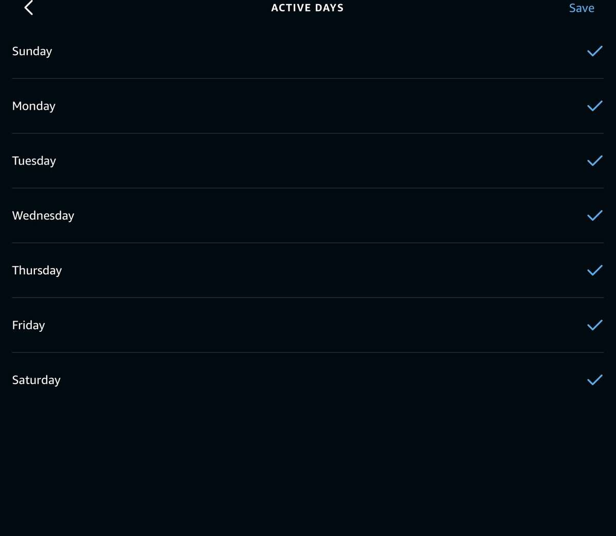 Setting Active Days for Routine in Alexa app
