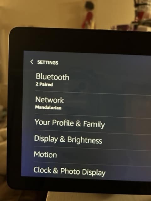 Settings on Echo Show 10 Showing Bluetooth Medium