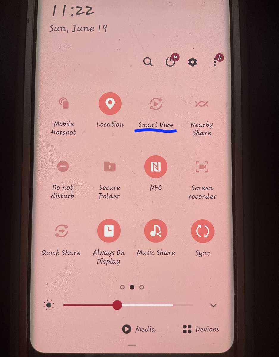 Smart View Option on Samsung smartphone