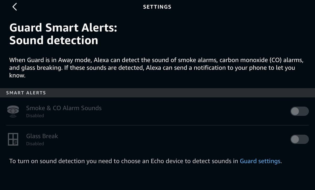 Sounds that Alexa Guard detects