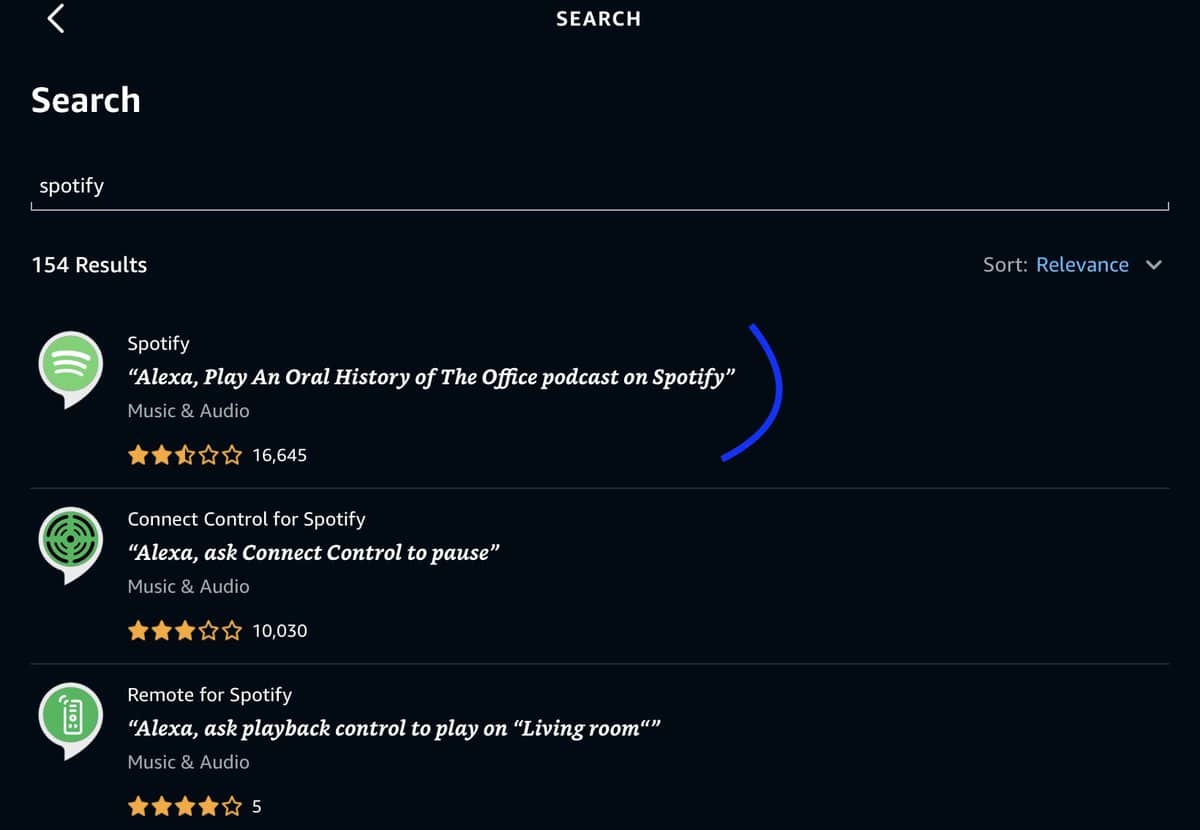 Spotify Skill in the Alexa app