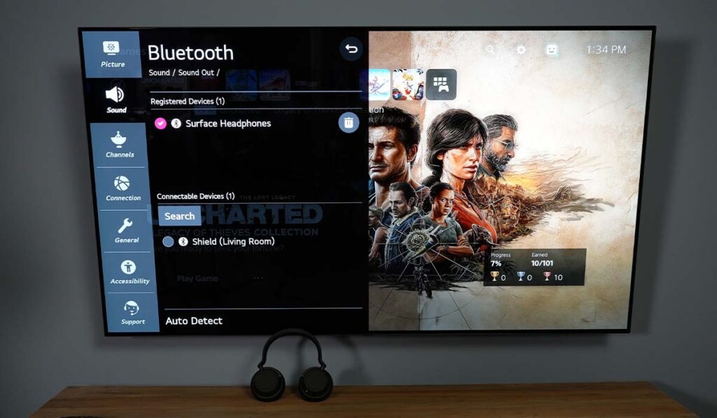 TV Bluetooth Settings - Surface Headphones Connected