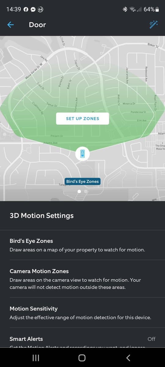 The 3D Motion Settings section for my Ring Doorbell Pro 2