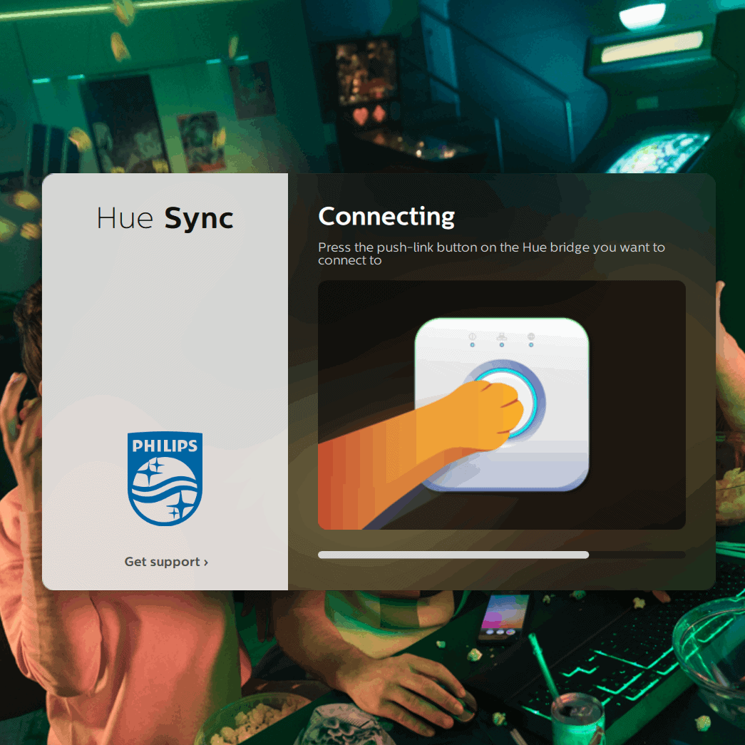 The Hue Sync Windows app the install process requires linking to the Hue Bridge