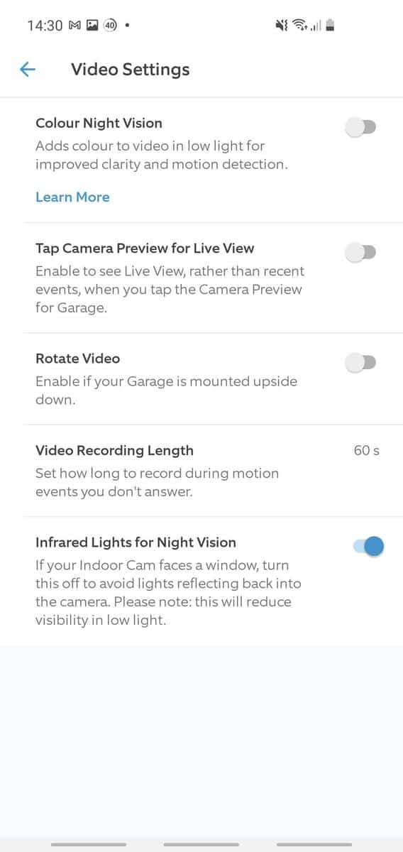 The Ring app offers a range of features including the ability to rotate video