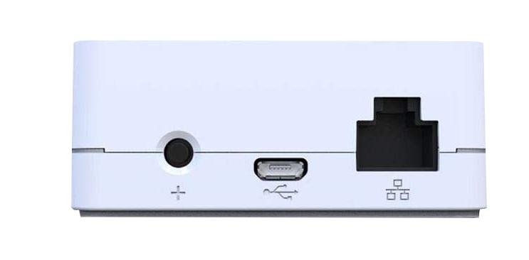 The back of a Caseta smart bridge showing the ethernet port