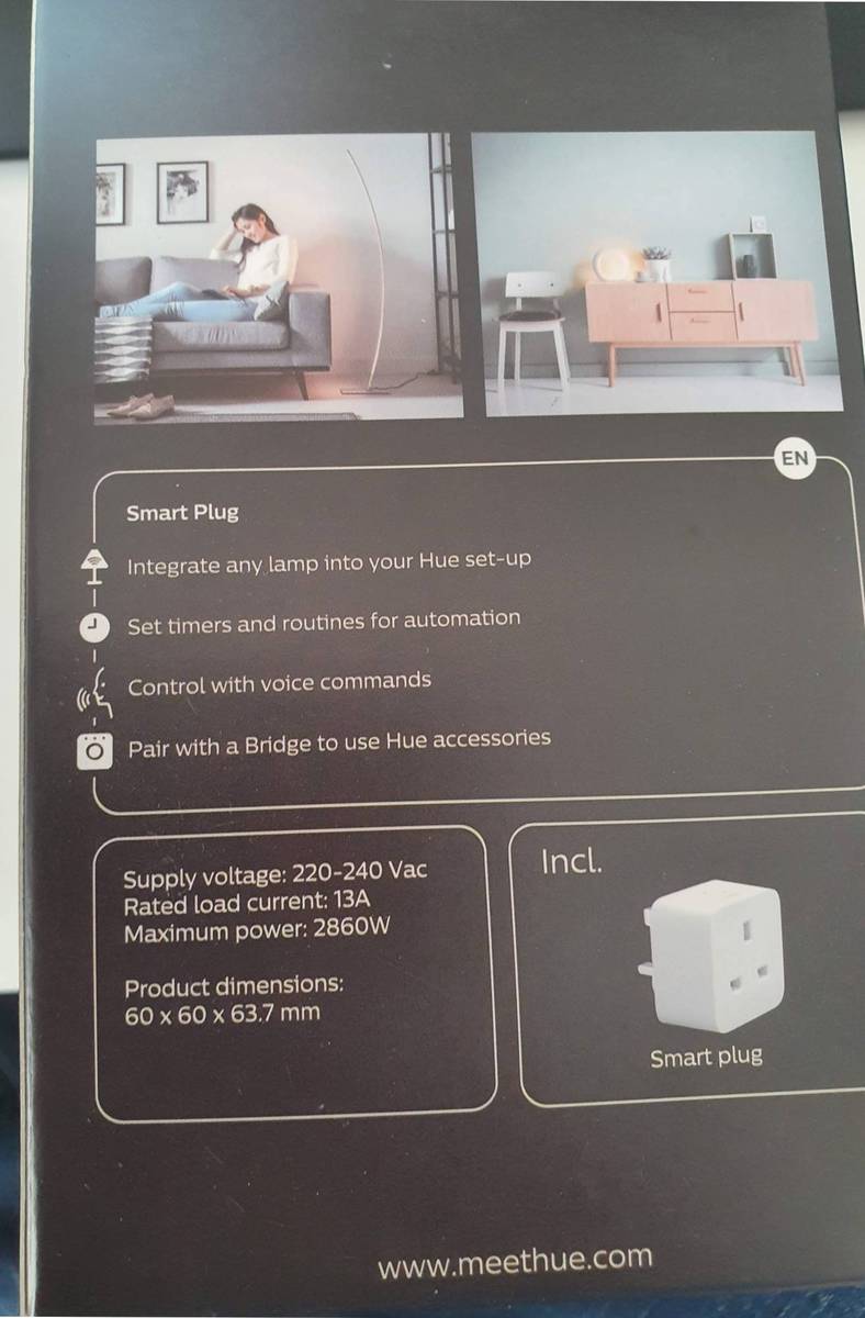 The back of the Hue Smart Plug box