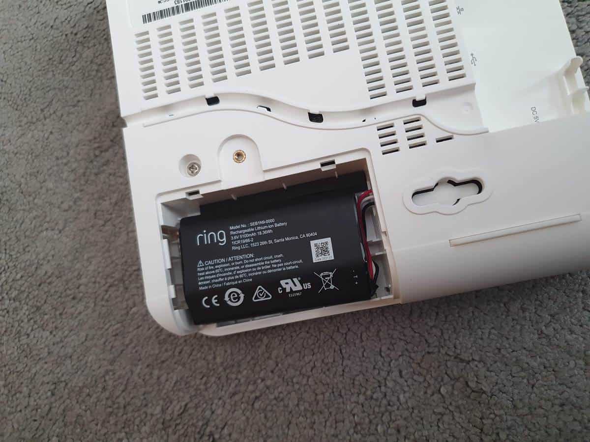 The battery within the Ring Alarm Base Station