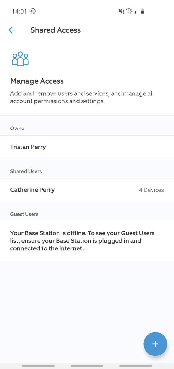 The users with shared access to my Ring cameras and doorbells