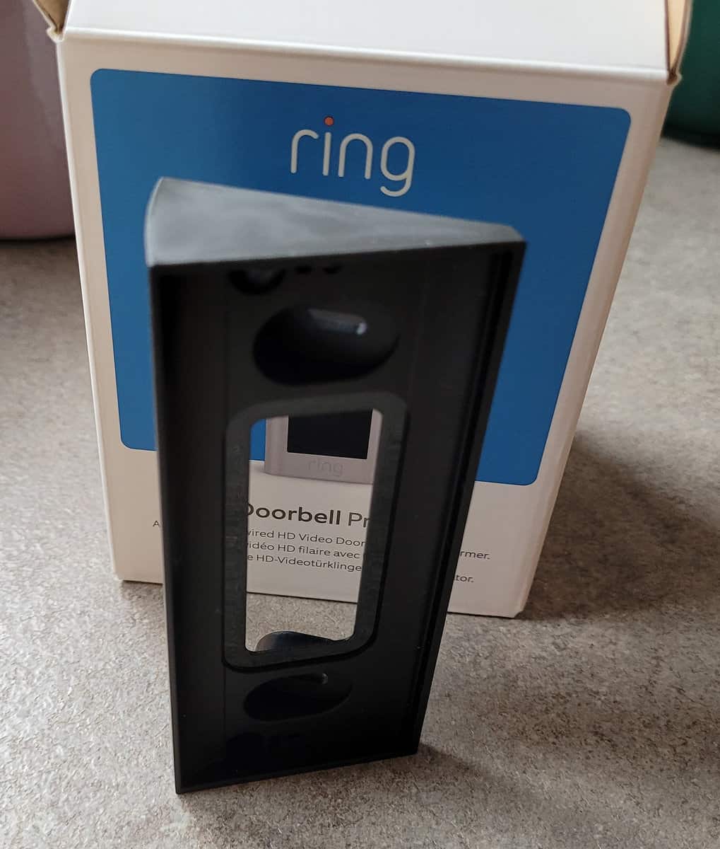 The wedge angle mount in the Ring Doorbell Pro 2 box