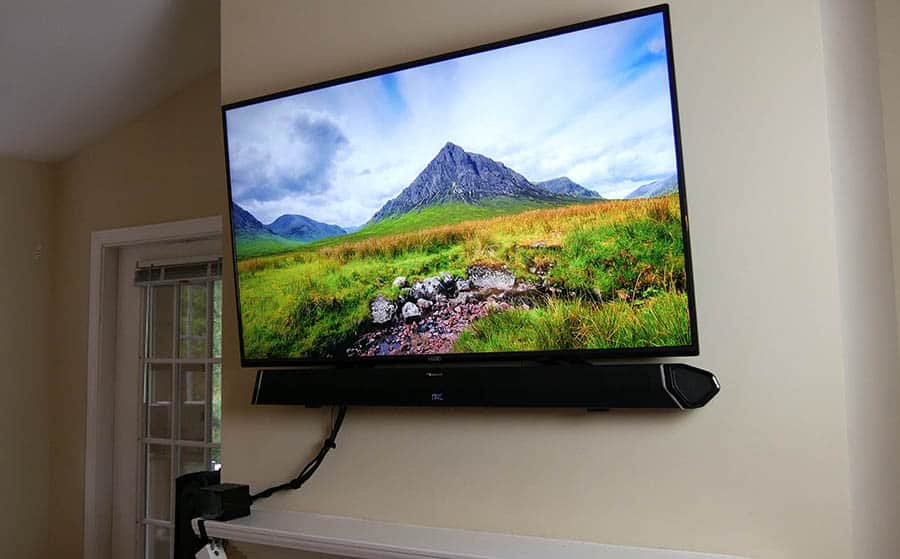 Vizio TV Mounted Above a Mantel