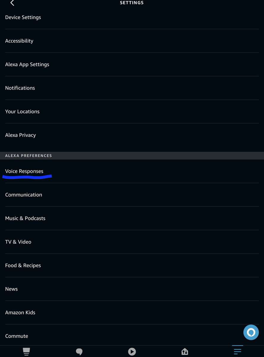 Voice Reponses Option in the Alexa App