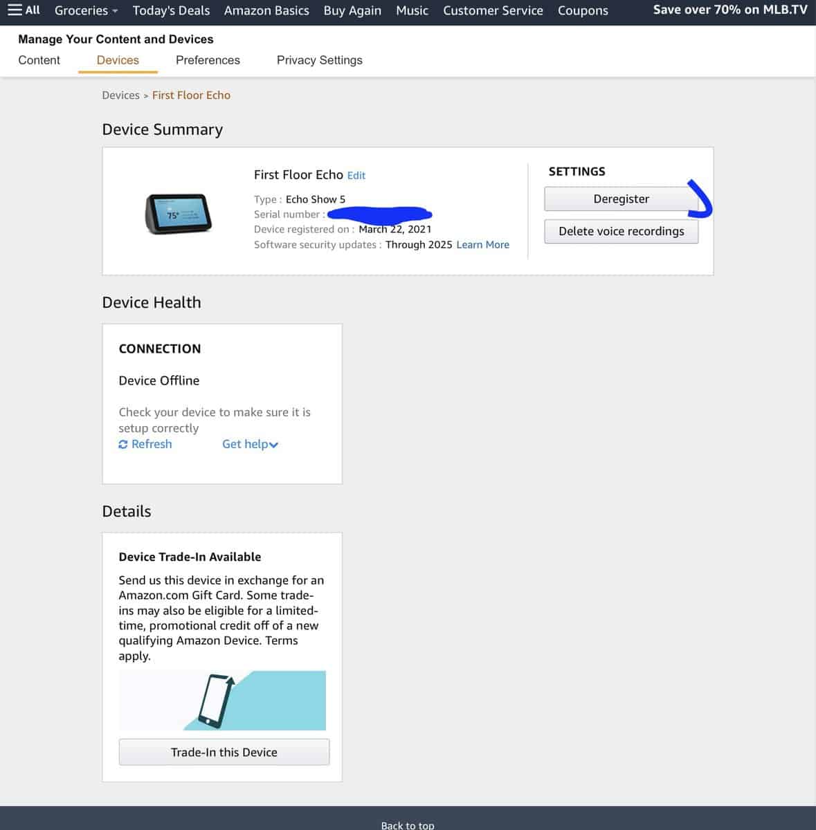 Where to Deregister Amazon Device