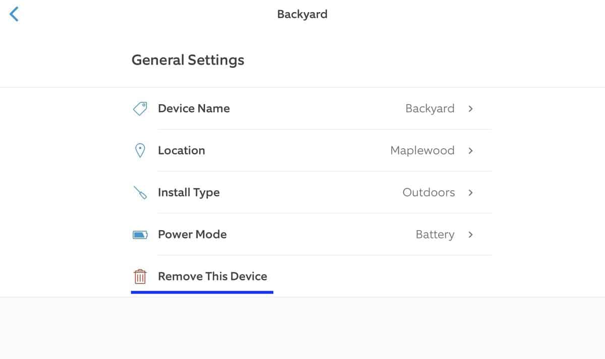 Where to Remove Device in the Ring App