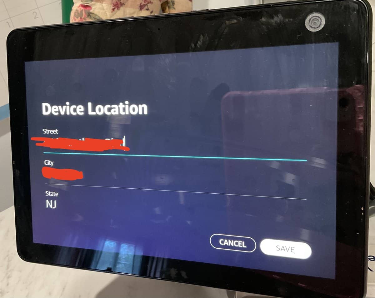 Where to change Device Location on the Echo Show