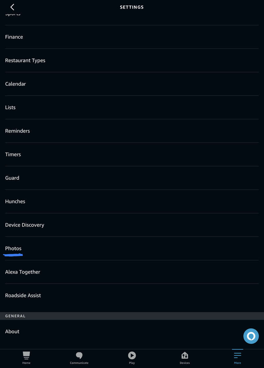 Where to find Photos in the Alexa app