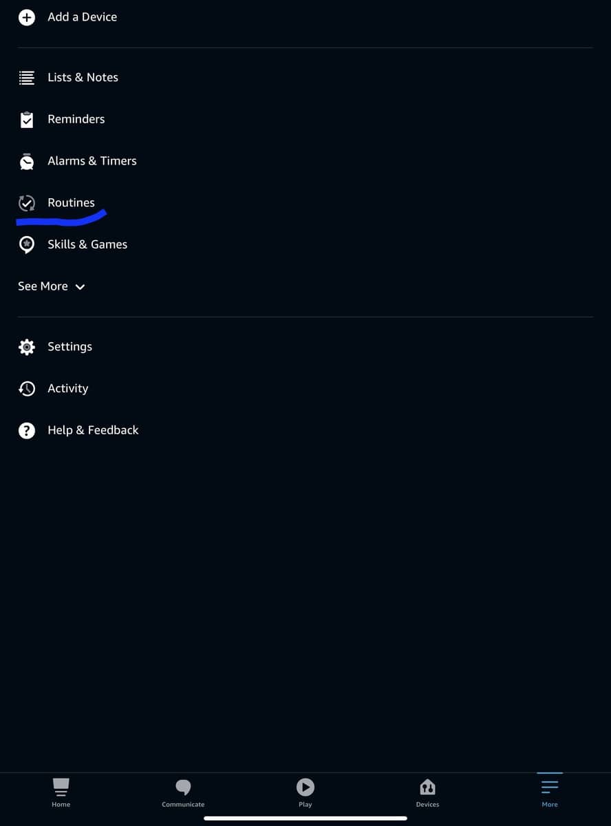 Where to find Routines in the Alexa app