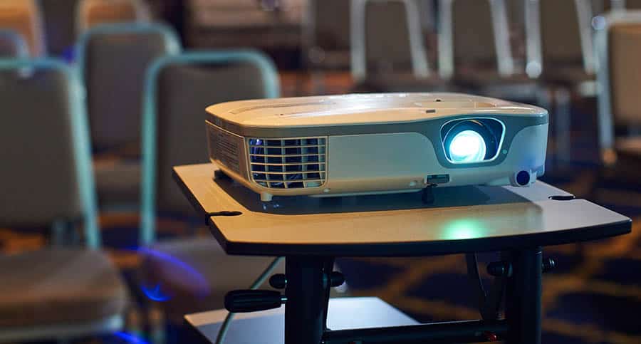 Working projector at the conference hall