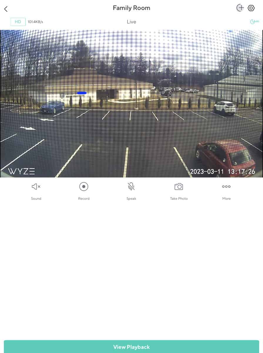 Wyze Cam in the daytime through a screen