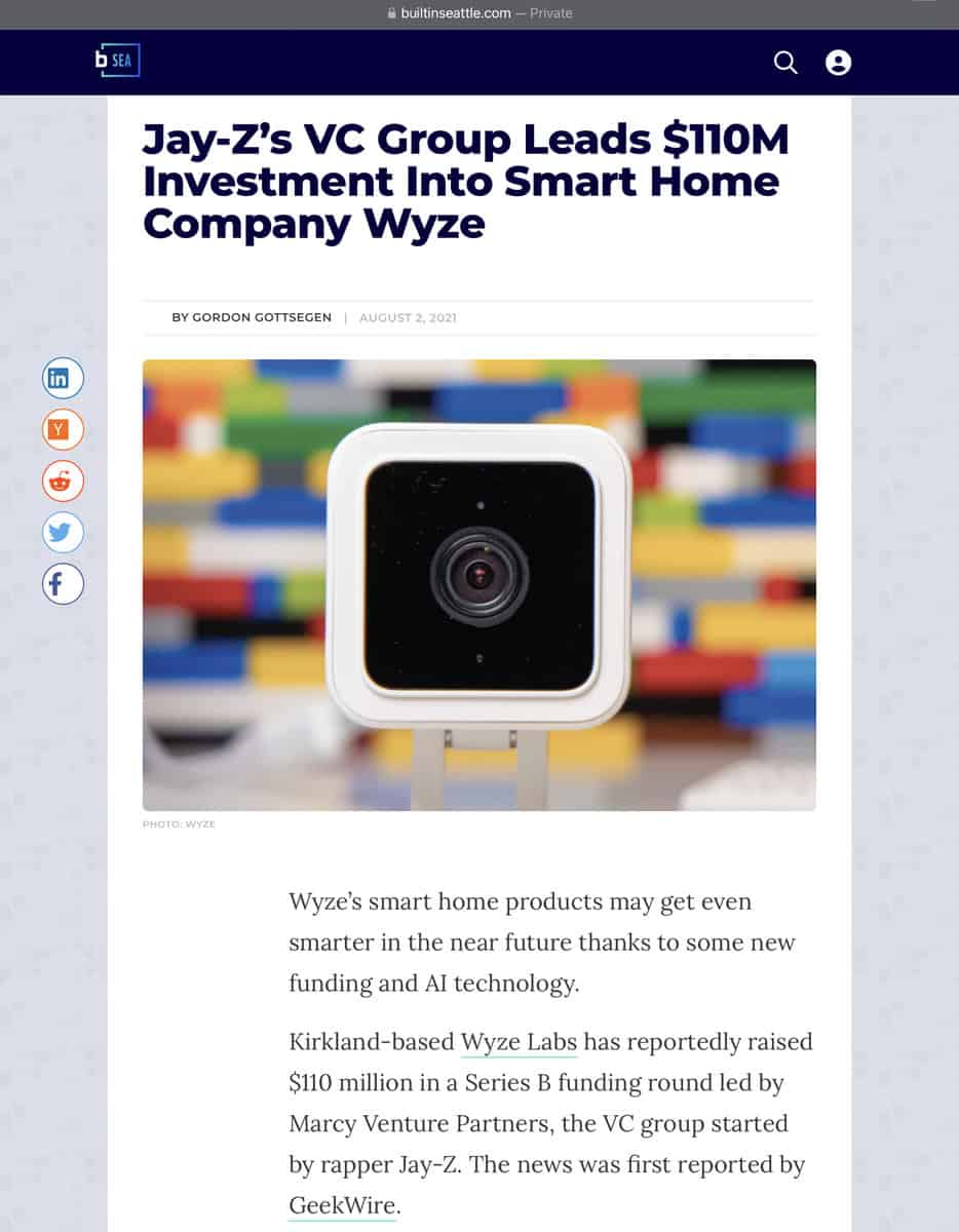 Wyze Investment Press Release