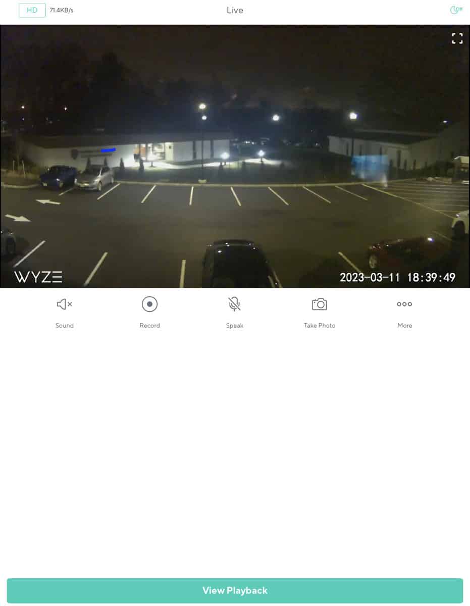 Wyze cam at night with no IR lights