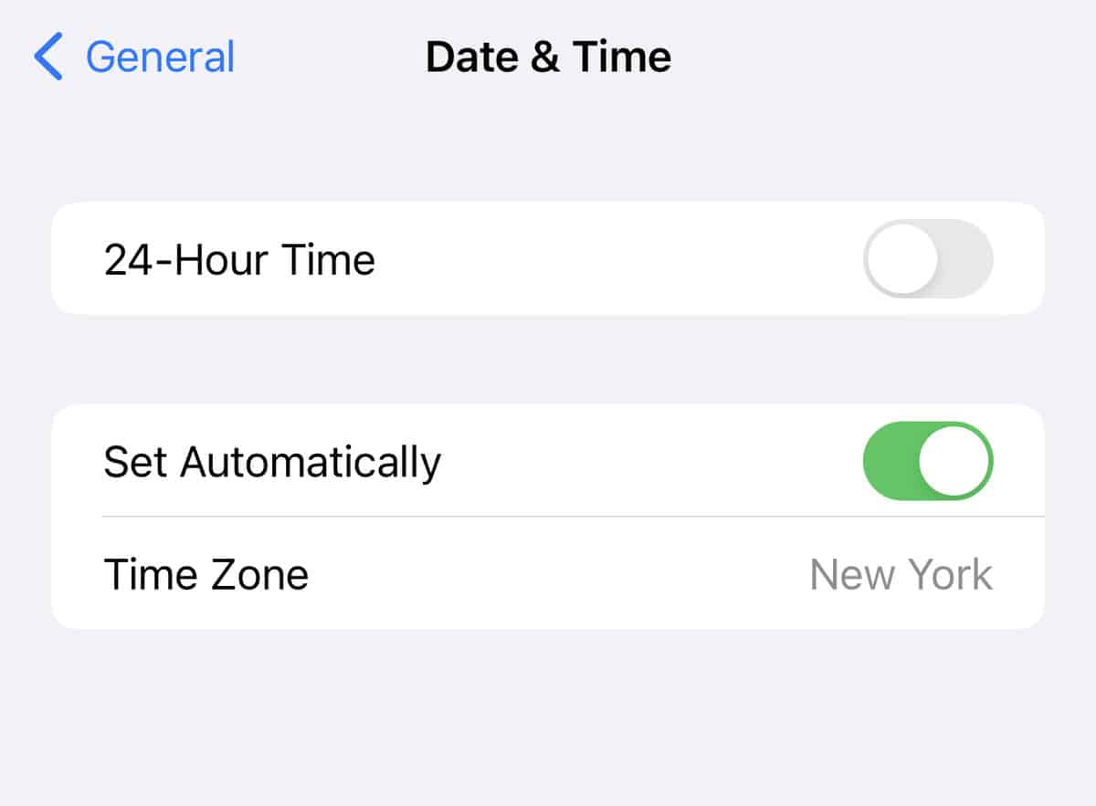 iOs Date and Time Automatic Toggle On