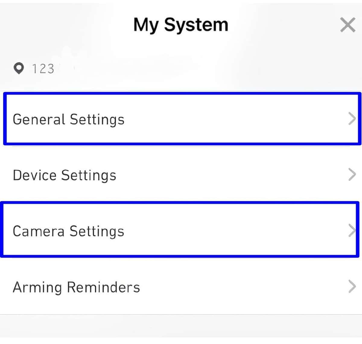 general settings and camera settings