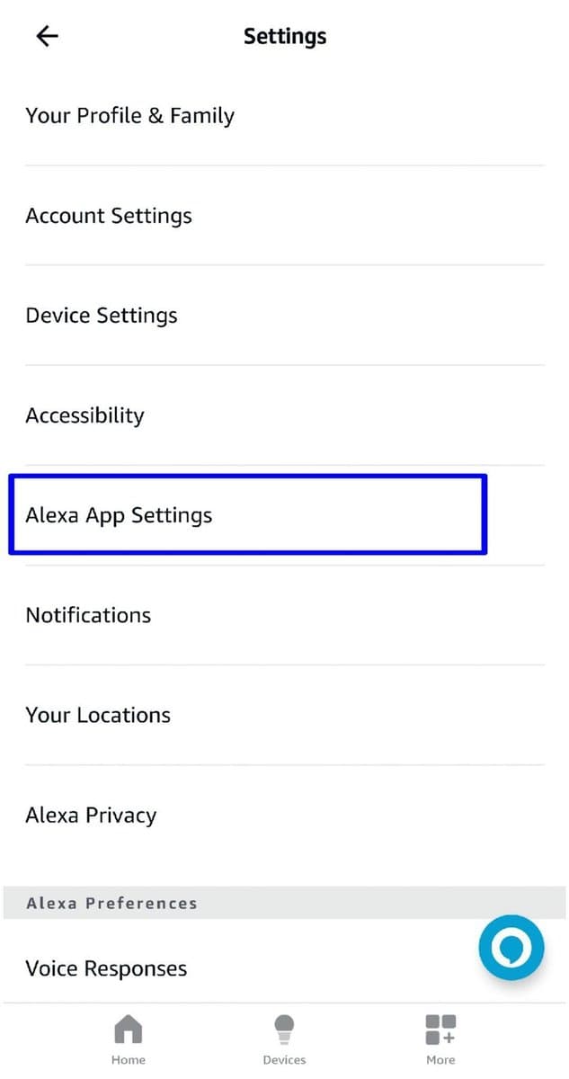 alexa app settings