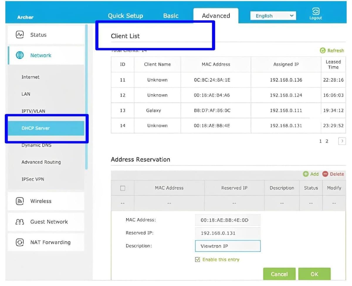 Select DHCP Server