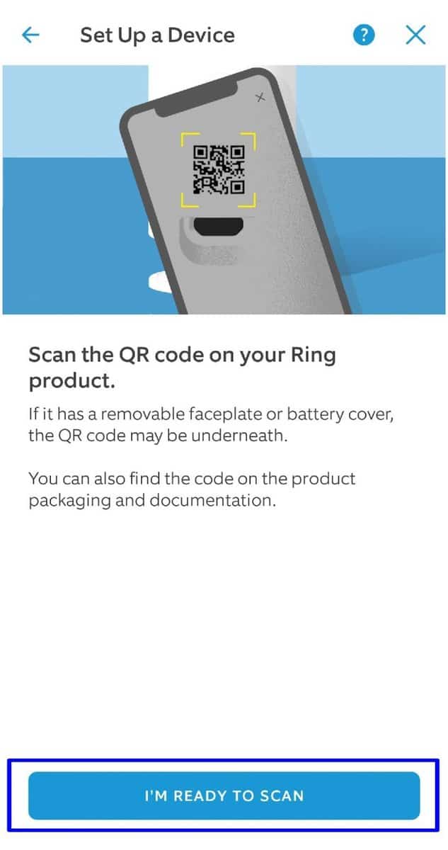 Scan the QR code on your Ring product