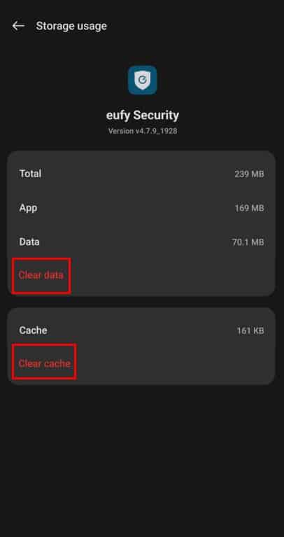 clear cache and data