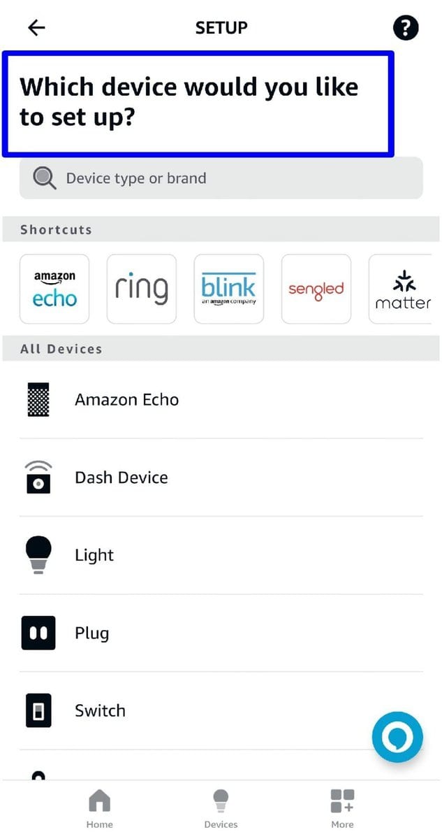 select the type of device you want to set up