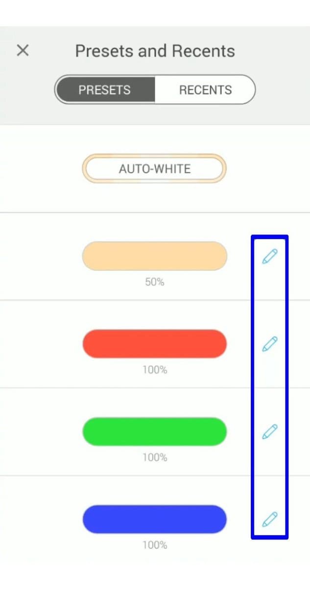 presets and recents