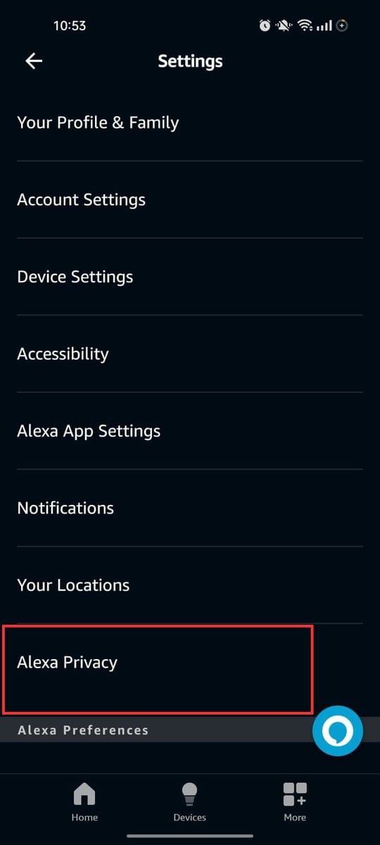 Select Alexa Privacy