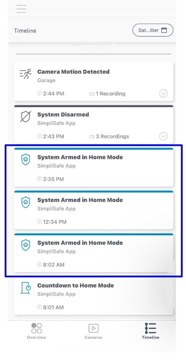 System armed in home mode