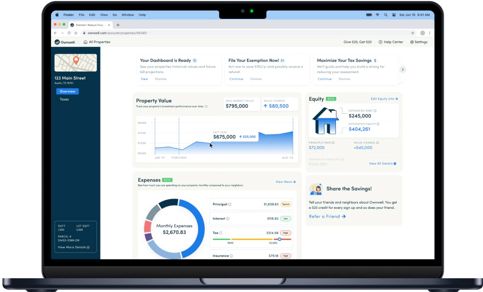 image of a laptop showing the Ownwell dashboard