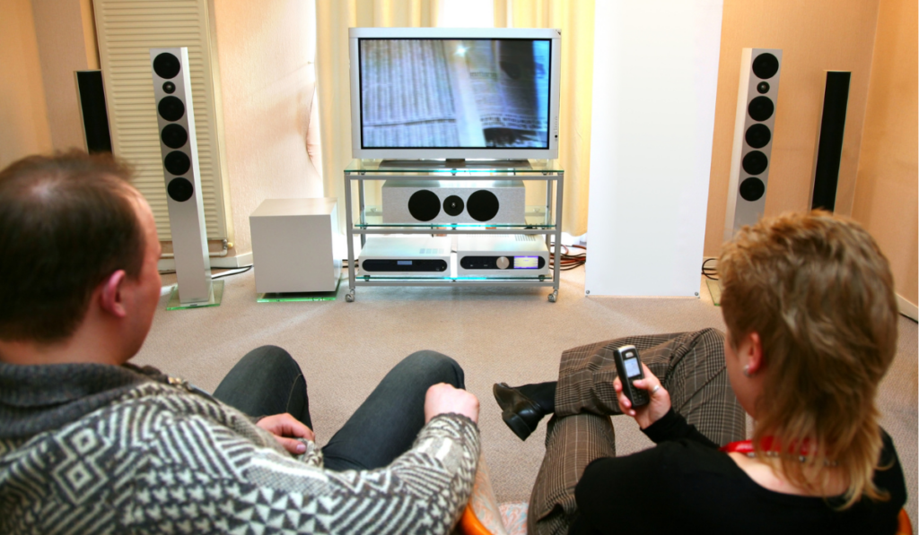 Family Enjoying Home Theater