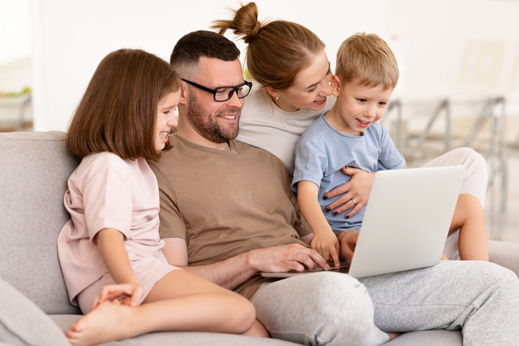 photo of a happy family using Sparklight home internet