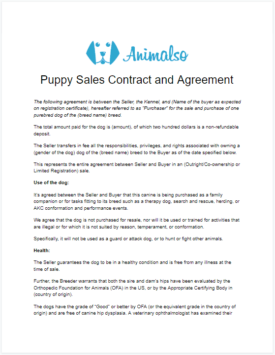 A simple Puppy Contract