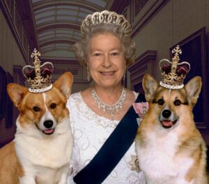 Queen Elizabeth II and Corgies