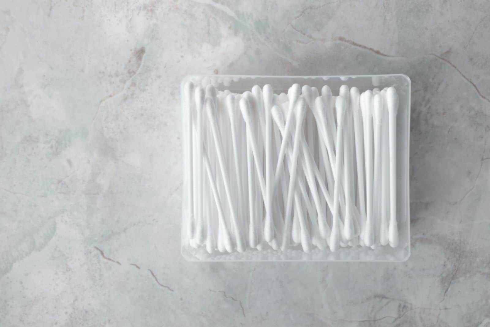 White cotton q-tip in organizer 